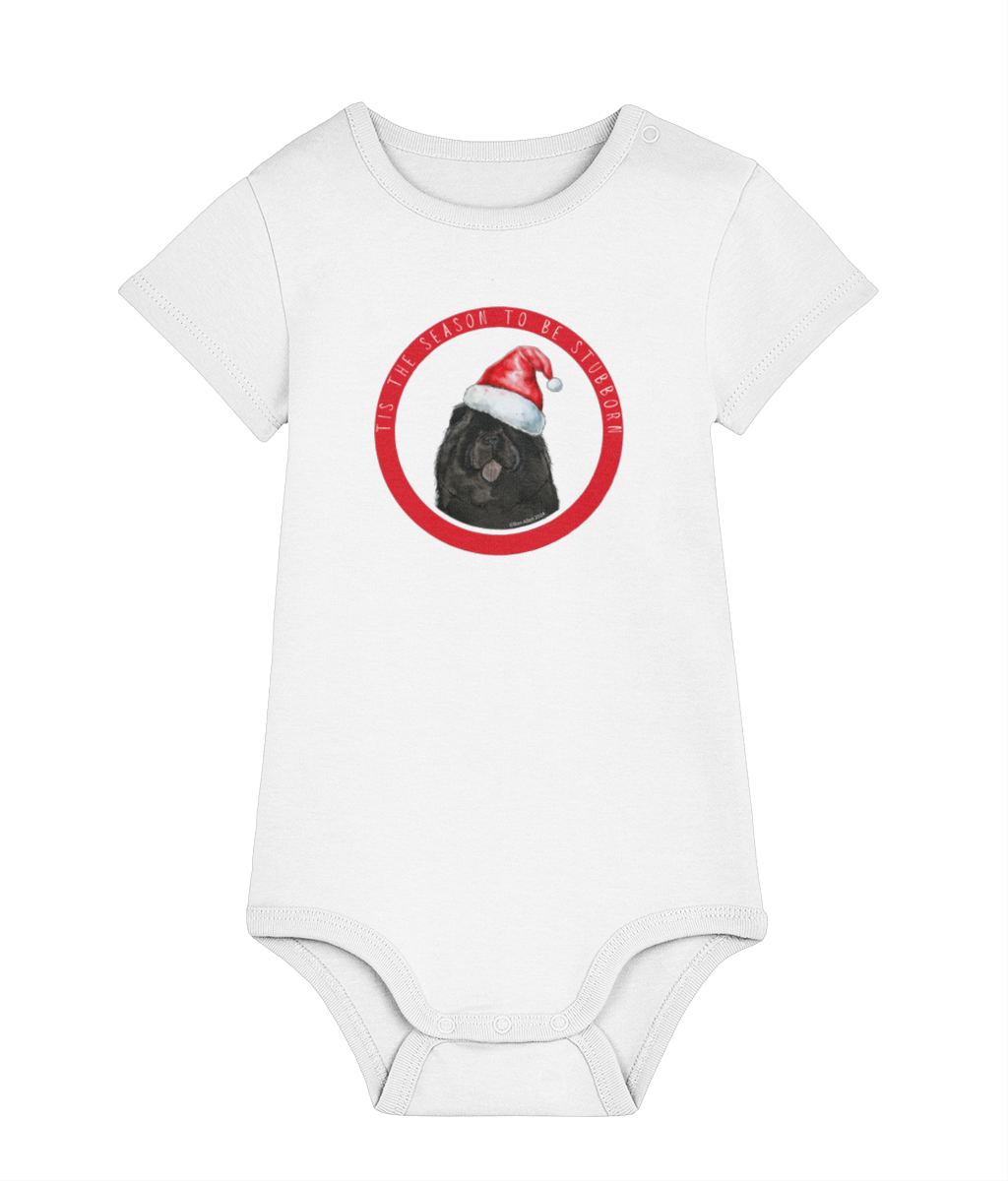 Tis the Season to Be Stubborn: Black Chow Chow Baby Christmas Bodysuit