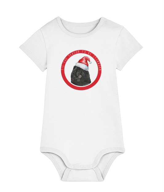 Tis the Season to Be Stubborn: Black Chow Chow Baby Christmas Bodysuit