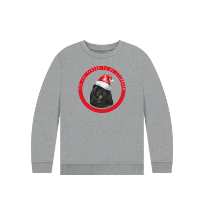 Athletic Grey Tis the Season to Be Stubborn: Black Chow Chow Child's Christmas Crewneck Sweatshirt