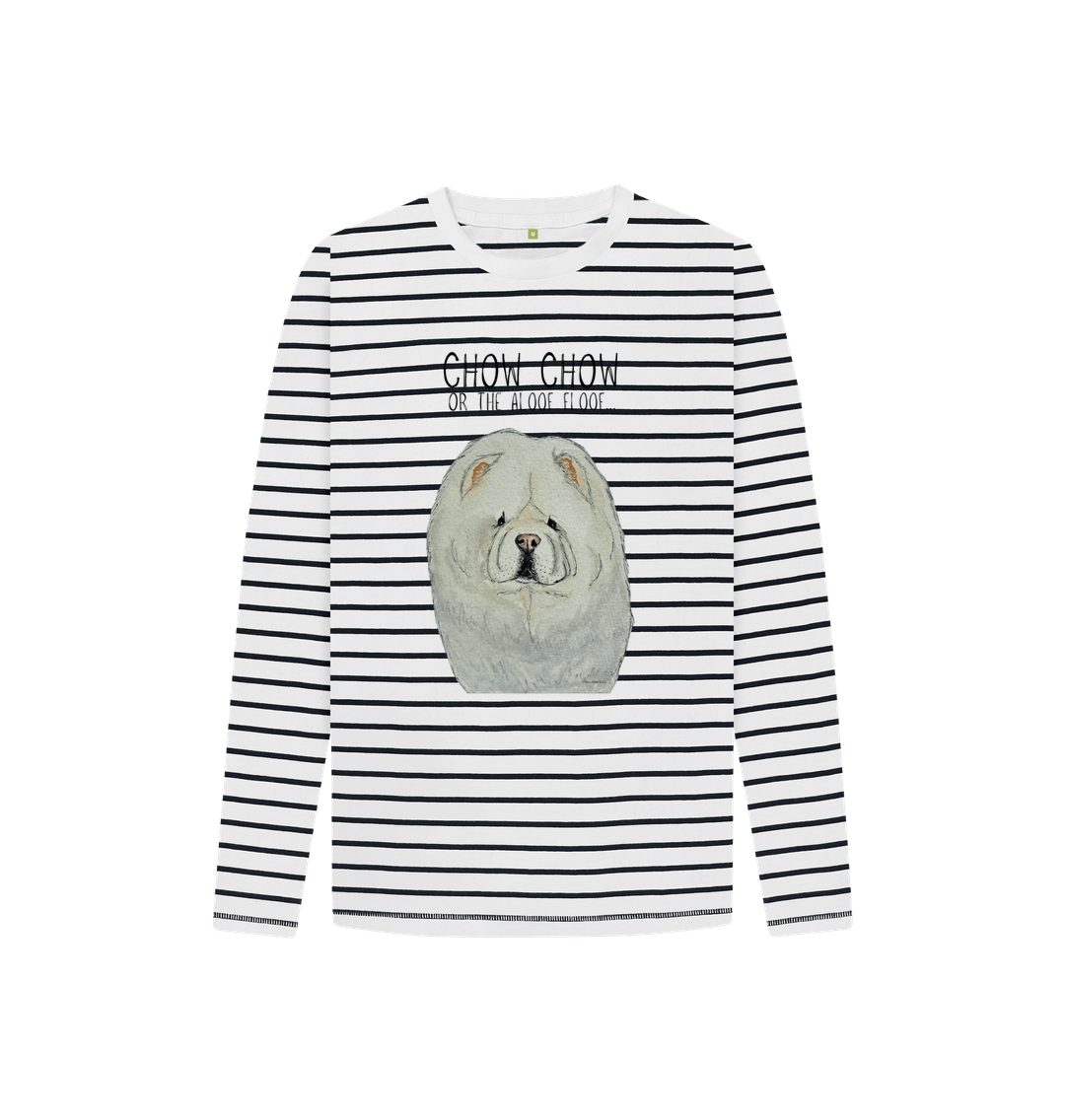 Navy Stripes Cream Chow Chow Child's Breton Long Sleeved T Shirt