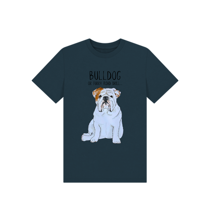 Denim Blue Paw-some Power: Furry Road Drill Bulldog Kid\u2019s T-Shirt for Mini Rebels!