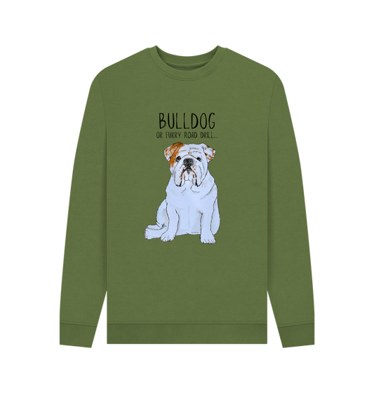 Khaki Bulldog Grit: Furry Road Drill Men\u2019s Crewneck Sweatshirt for the Bold!