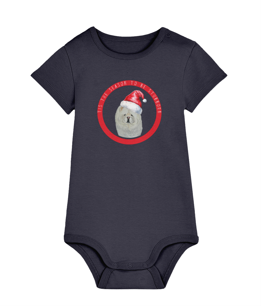 Tis the Season to Be Stubborn: Cream Chow Chow Baby's Christmas Bodysuit