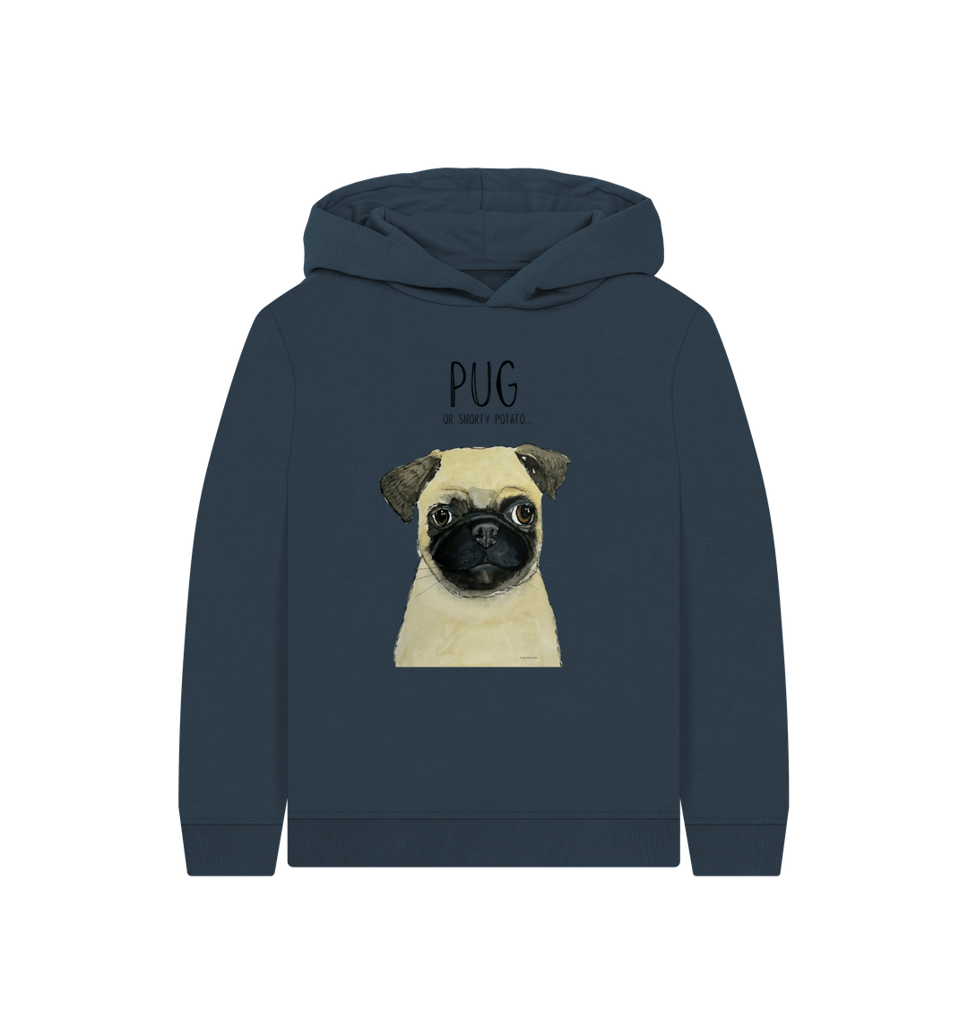 Navy Blue Pug Child's Hoodie