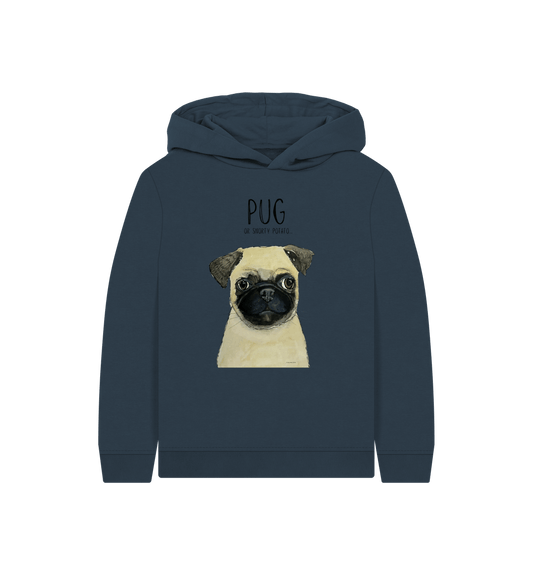 Navy Blue Pug Child's Hoodie