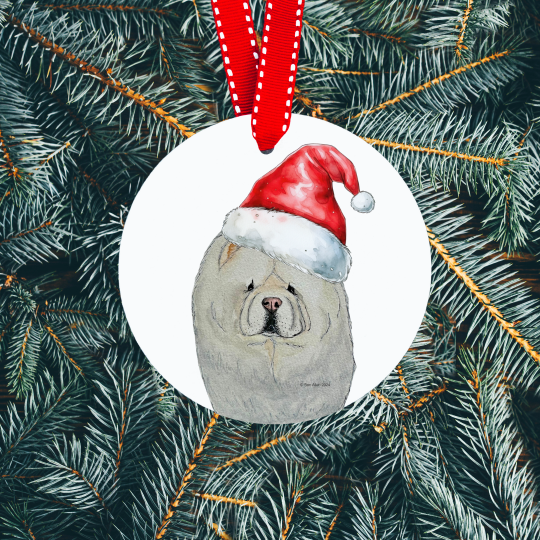 Cream Chow Chow Ceramic Christmas Ornament – The Perfect Holiday Charm!