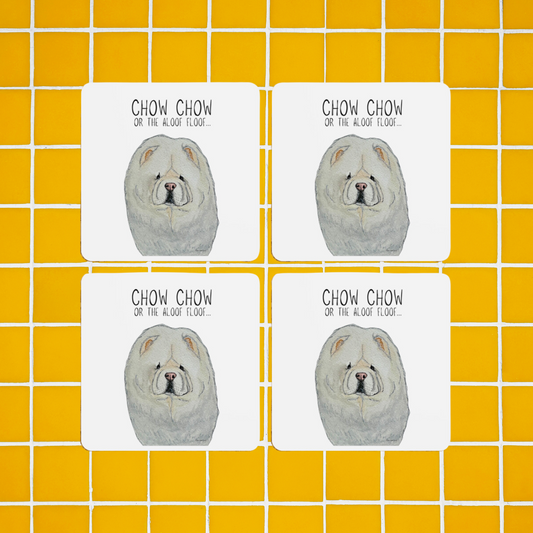 Cream Chow Chow Coasters – Pack of 4 for Dog Lovers!