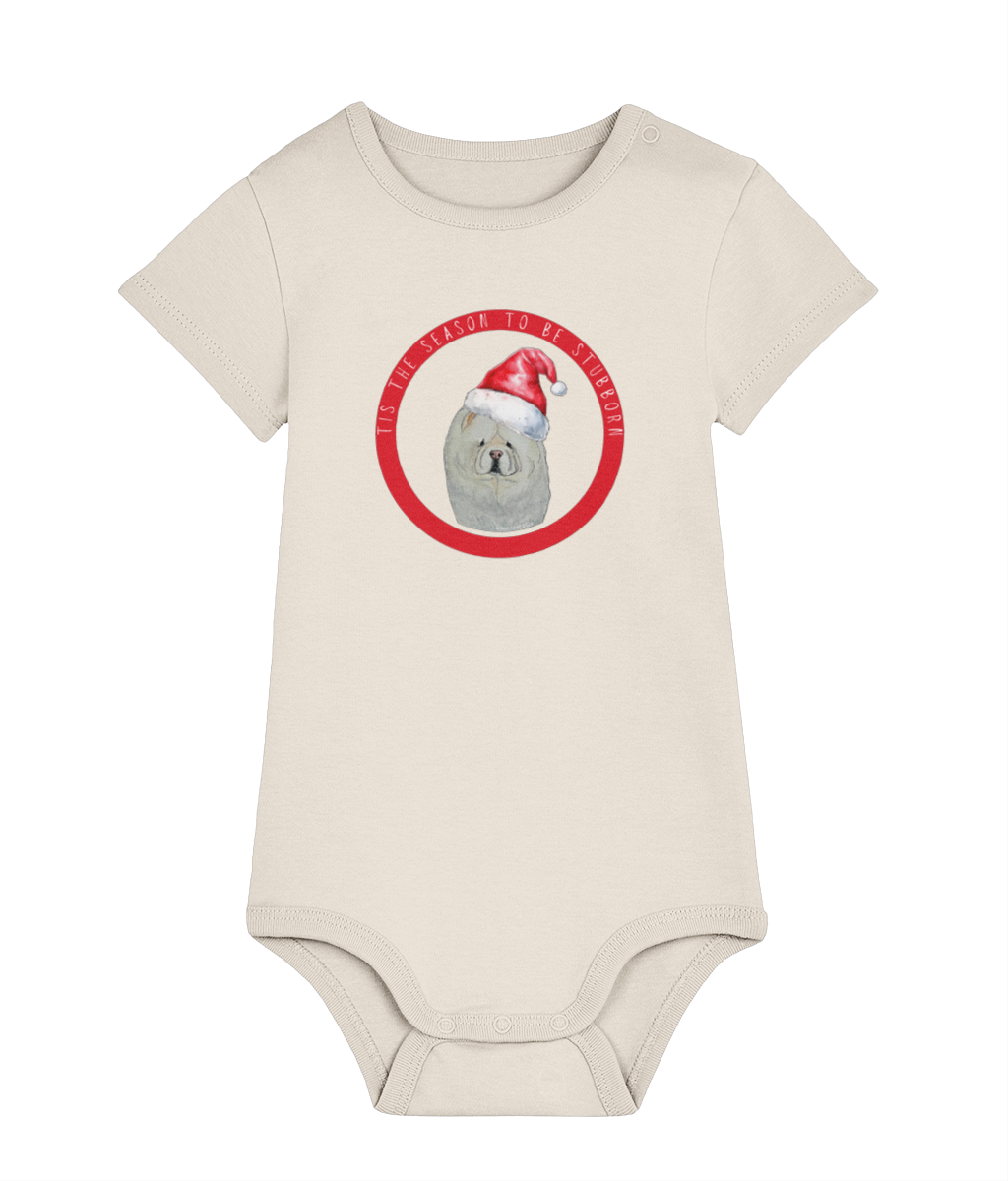 Tis the Season to Be Stubborn: Cream Chow Chow Baby's Christmas Bodysuit