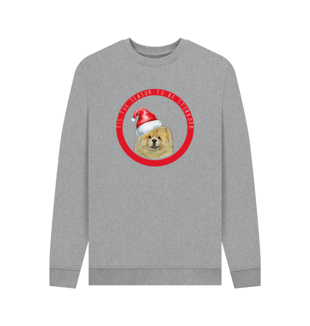 Light Heather Stubborn Season: Fawn Chow Chow Christmas Sweatshirt