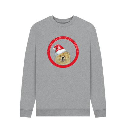 Light Heather Stubborn Season: Fawn Chow Chow Christmas Sweatshirt