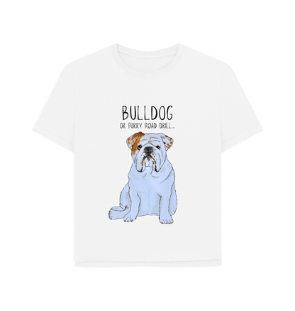 White Bulldog Chic: Furry Road Drill Women\u2019s Tee for Fierce Fashion!