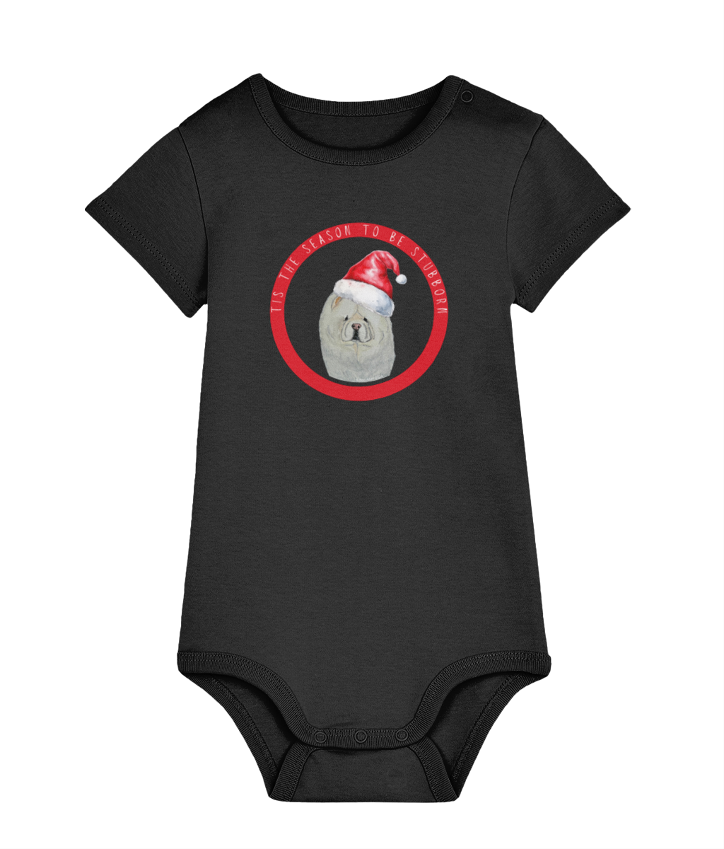 Tis the Season to Be Stubborn: Cream Chow Chow Baby's Christmas Bodysuit