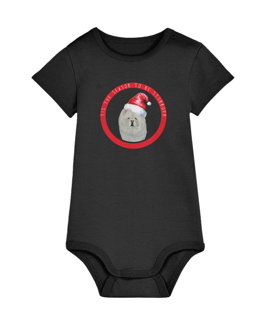 Tis the Season to Be Stubborn: Cream Chow Chow Baby's Christmas Bodysuit