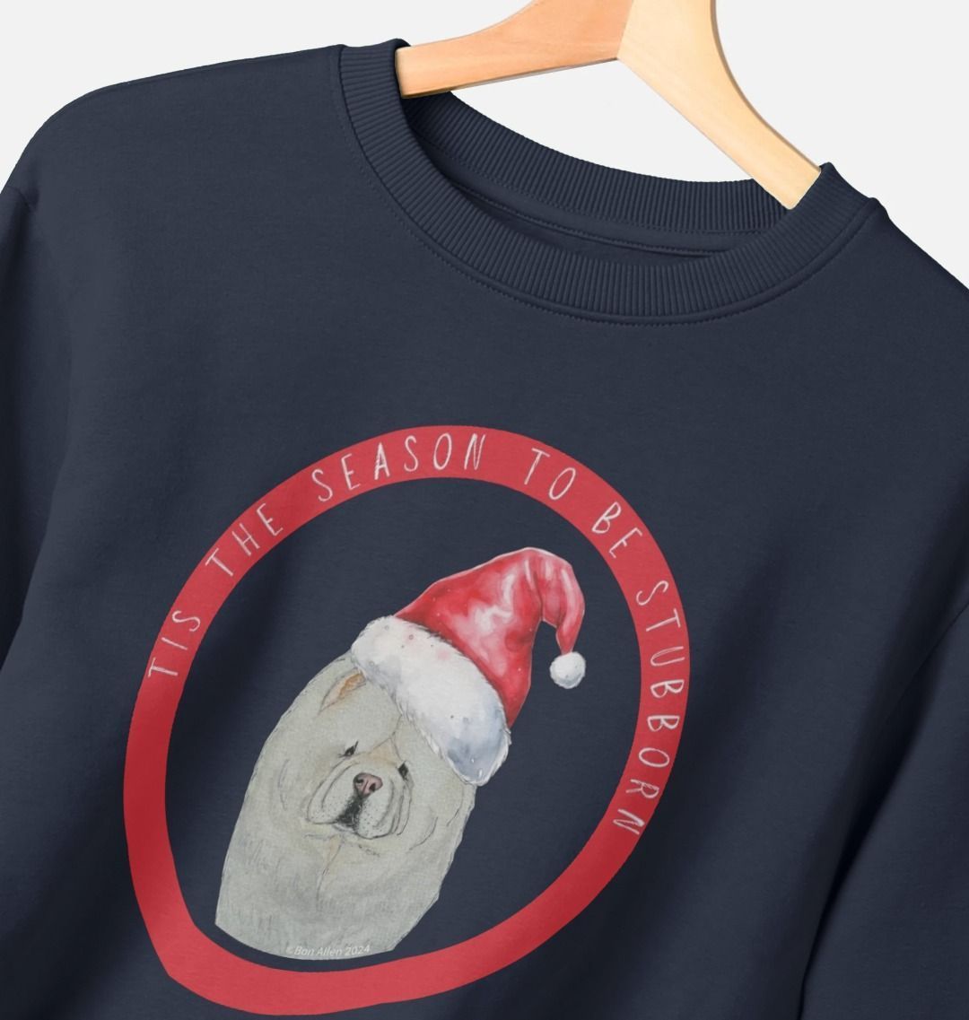 Tis the Season to Be Stubborn: Cream Chow Chow Men's Christmas Crewneck Sweatshirt