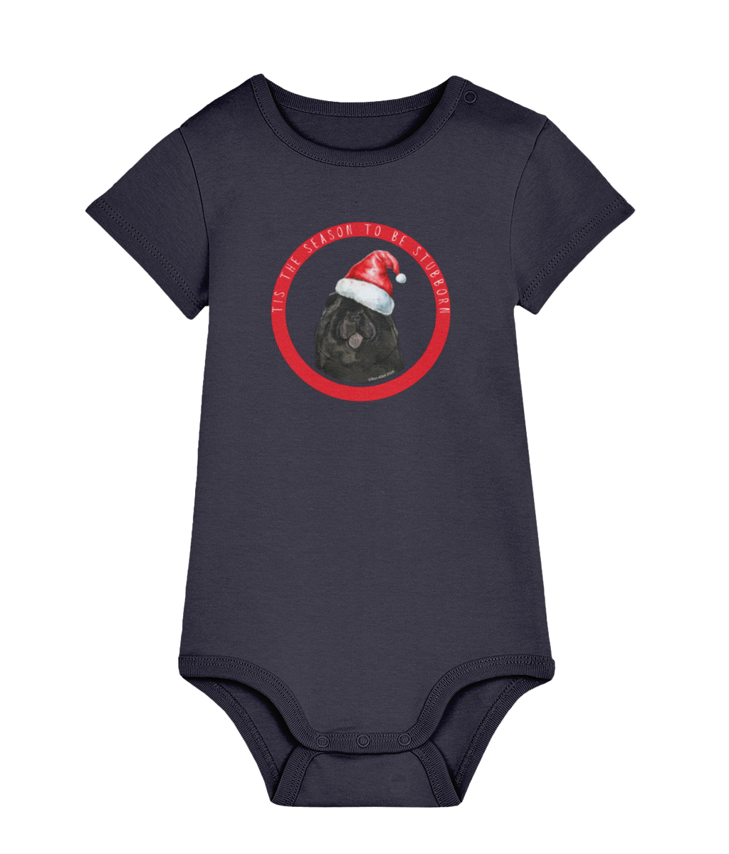 Tis the Season to Be Stubborn: Black Chow Chow Baby Christmas Bodysuit