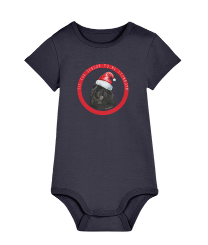 Tis the Season to Be Stubborn: Black Chow Chow Baby Christmas Bodysuit