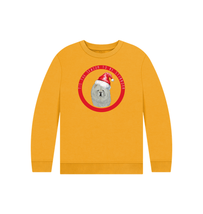 Mustard Tis the Season to Be Stubborn: Cream Chow Chow Child's Christmas Crewneck Sweatshirt