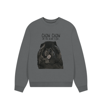 Slate Grey Black Chow Chow Women's Oversized Sweatshirt