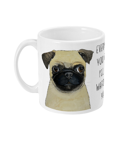 "Pug mug with adorable design"