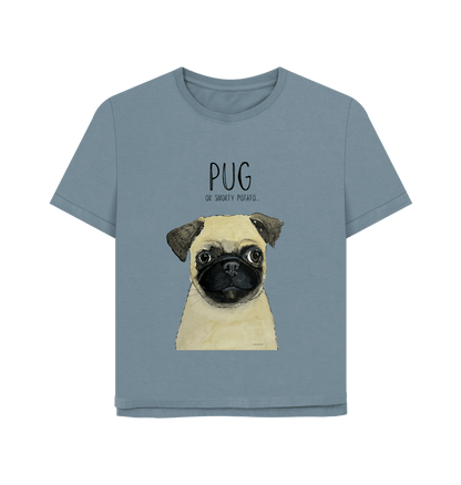 Stone Blue Pug Women's Relaxed Fit T Shirt