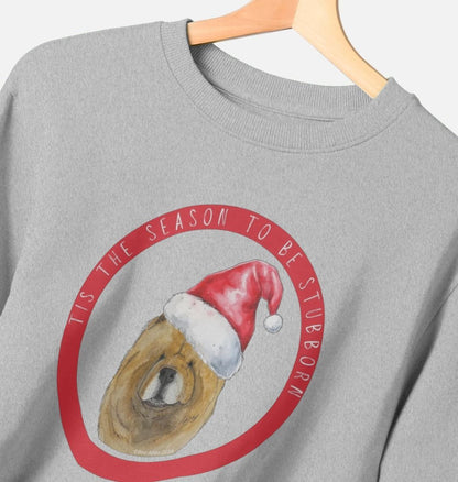 Tis the Season to Be Stubborn: Red Chow Chow Men's Christmas Crewneck Sweatshirt