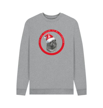 Light Heather Tis the Season to Be Stubborn: Blue Chow Chow Men\u2019s Christmas Crewneck Sweatshirt