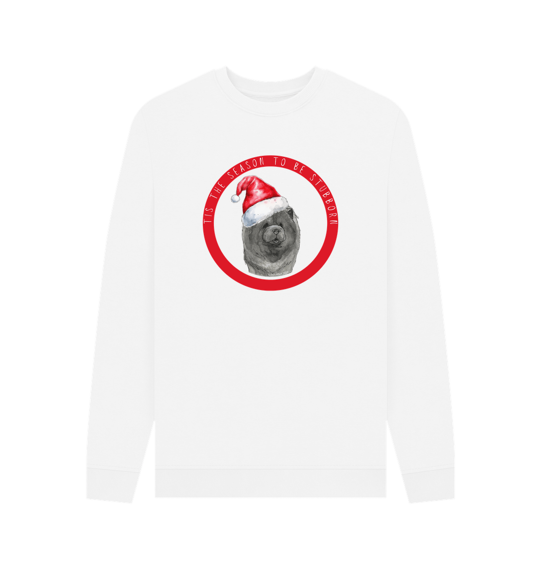 White Tis the Season to Be Stubborn: Blue Chow Chow Men\u2019s Christmas Crewneck Sweatshirt