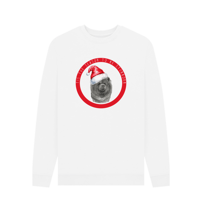 White Tis the Season to Be Stubborn: Blue Chow Chow Men\u2019s Christmas Crewneck Sweatshirt