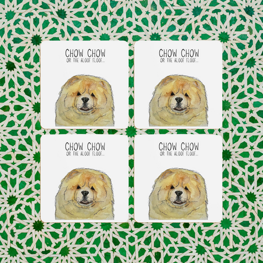 Fawn Chow Chow Coasters – Pack of 4 for Dog Enthusiasts!