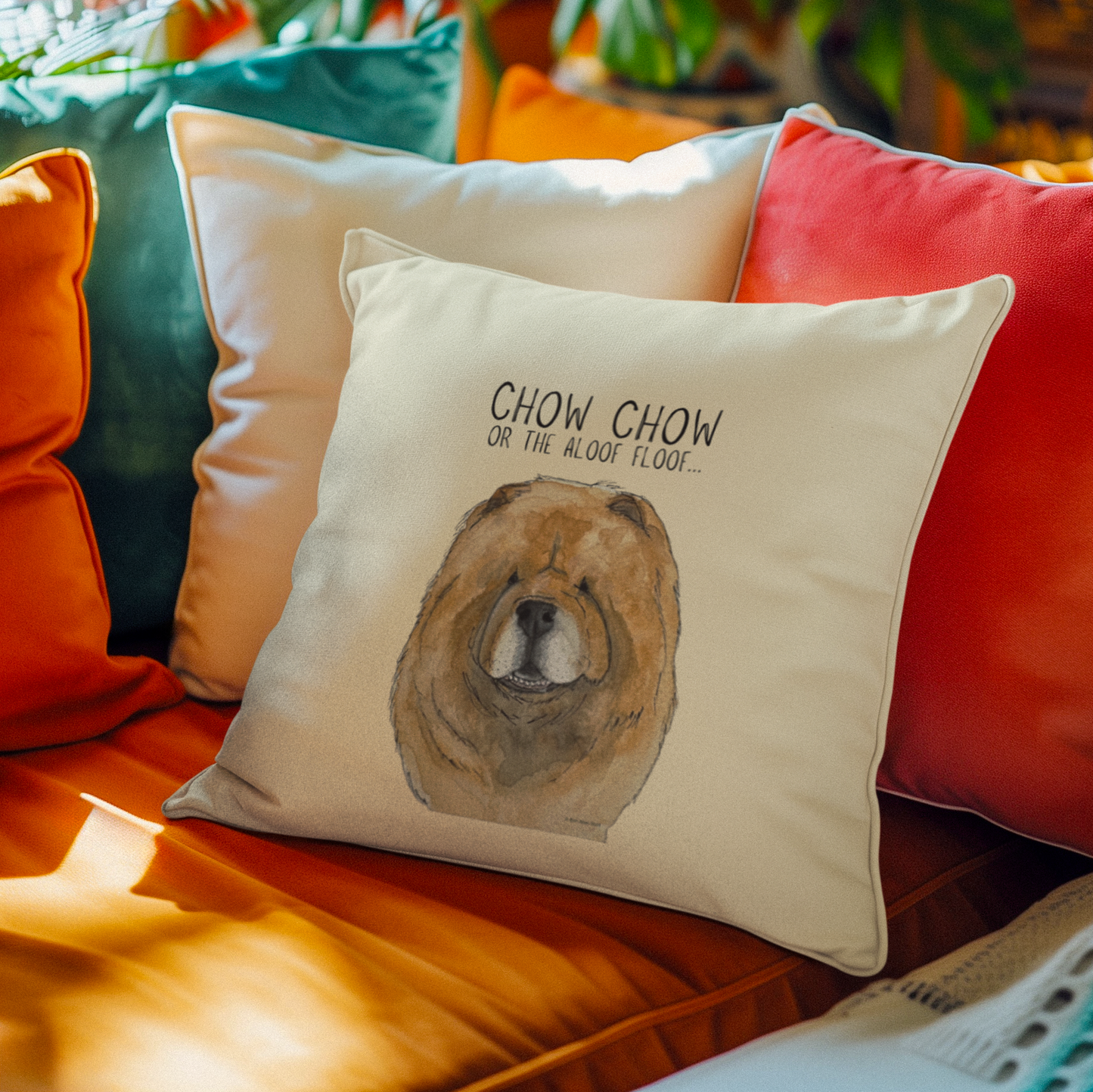 Transform Your Space with Our Fun Red Chow Chow Cushion Cover!