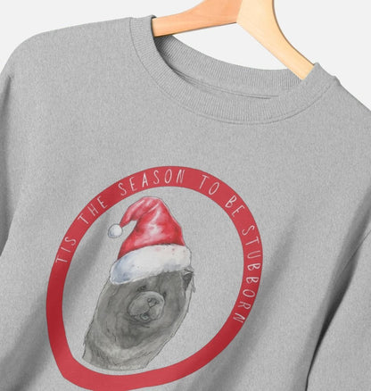 Tis the Season to Be Stubborn: Blue Chow Chow Men’s Christmas Crewneck Sweatshirt