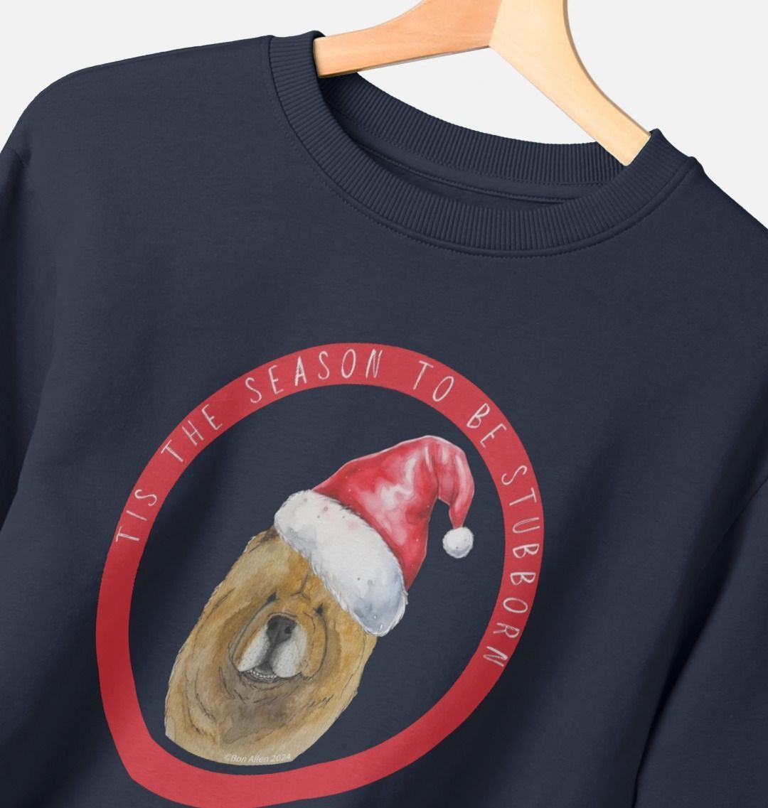 Tis the Season to Be Stubborn: Red Chow Chow Men's Christmas Crewneck Sweatshirt