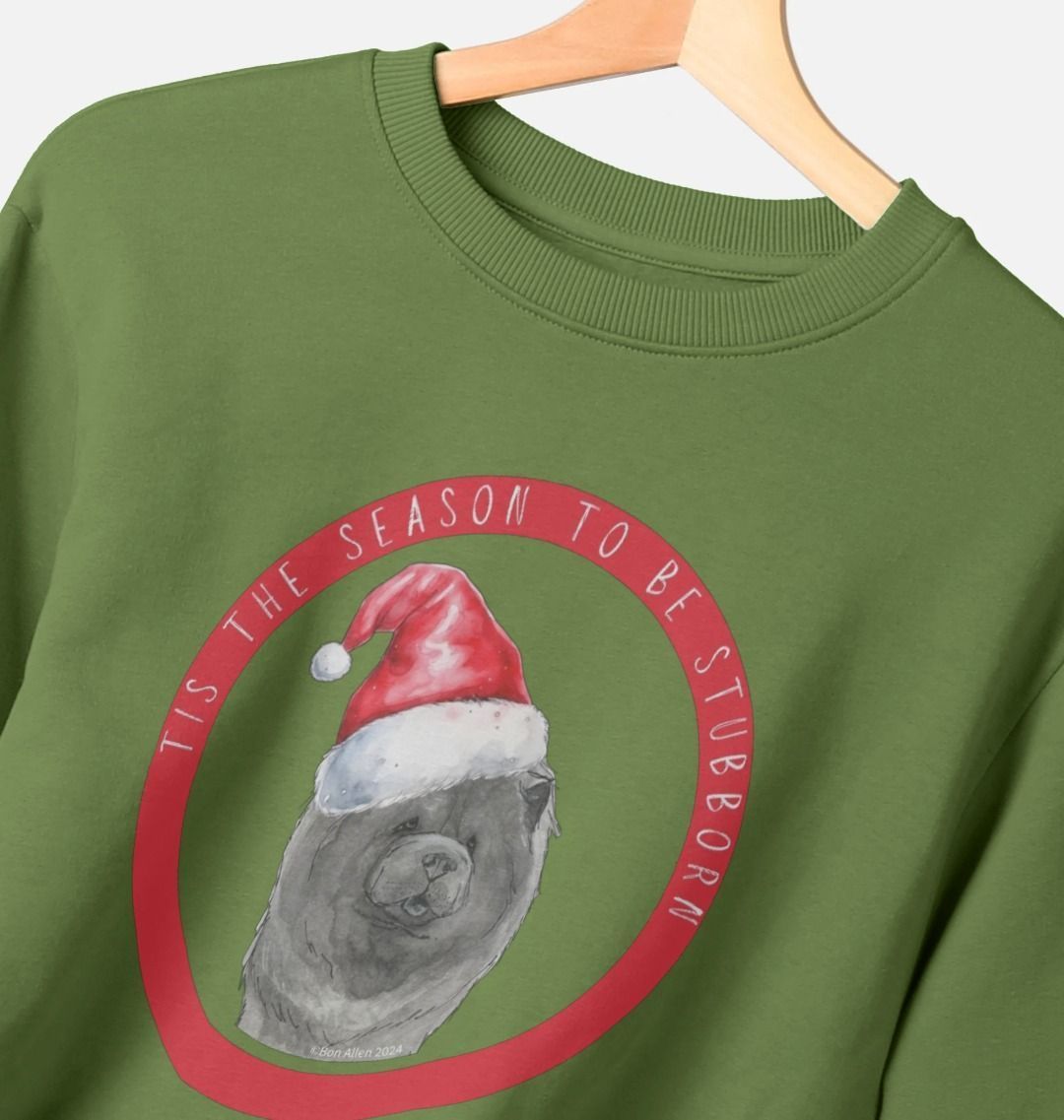 Tis the Season to Be Stubborn: Blue Chow Chow Men’s Christmas Crewneck Sweatshirt