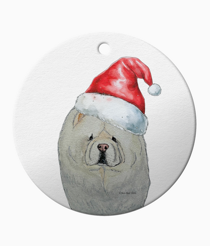 Cream Chow Chow Ceramic Christmas Ornament – The Perfect Holiday Charm!