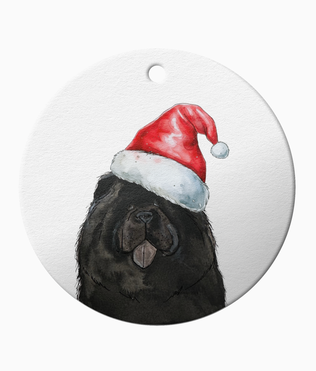 Black Chow Chow Ceramic Christmas Ornament – Adorable Dog-Themed Holiday Decoration