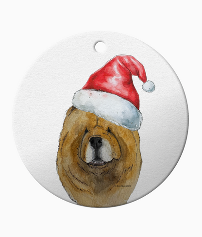 Paws-itively Adorable: Red Chow Chow Ceramic Christmas Ornament! 🎄🐾