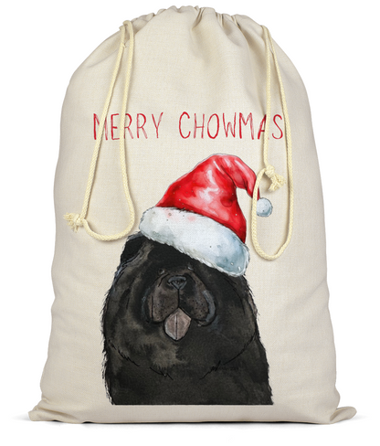 Merry Chowmas Black Chow Chow Christmas Gift Sack – Festive Fun for Floofy Friends!