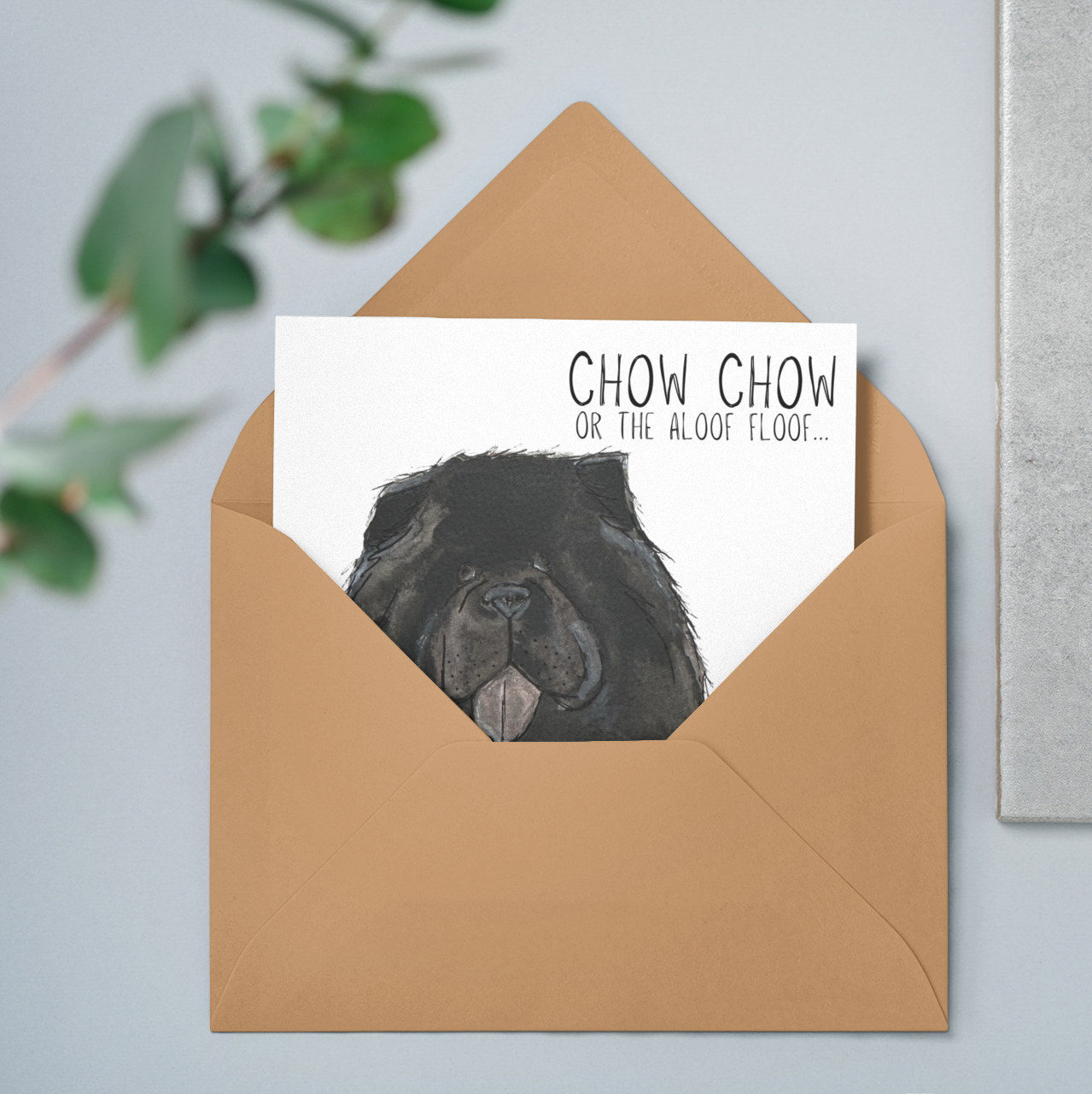 Send Some Floofy Love: Black Chow Chow 'Aloof Floof' Greeting Card