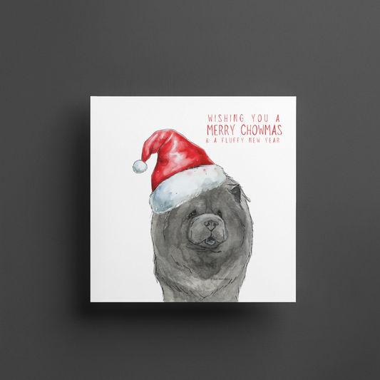 Merry Chowmas: Blue Chow Chow Christmas Card for a Fluffy Festive Season!