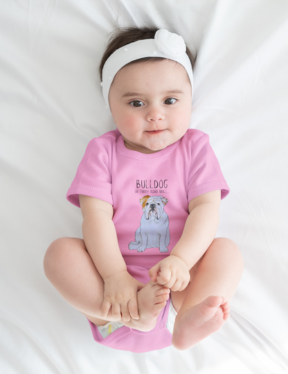 Furry Road Warrior: Bulldog Baby Bodysuit for Little Rebels!