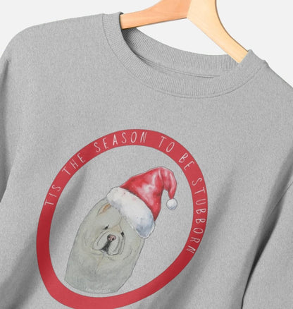 Tis the Season to Be Stubborn: Cream Chow Chow Women's Christmas Crewneck Sweatshirt