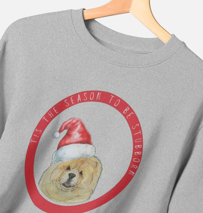 Tis the Season to Be Stubborn: Fawn Chow Chow Women's Christmas Sweatshirt