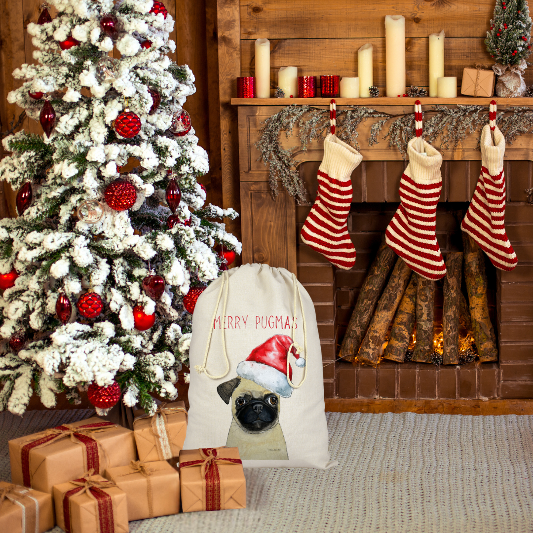 Merry Pugmas! 🎅🐾 Pug Christmas Gift Sack for the Ultimate Dog Lover