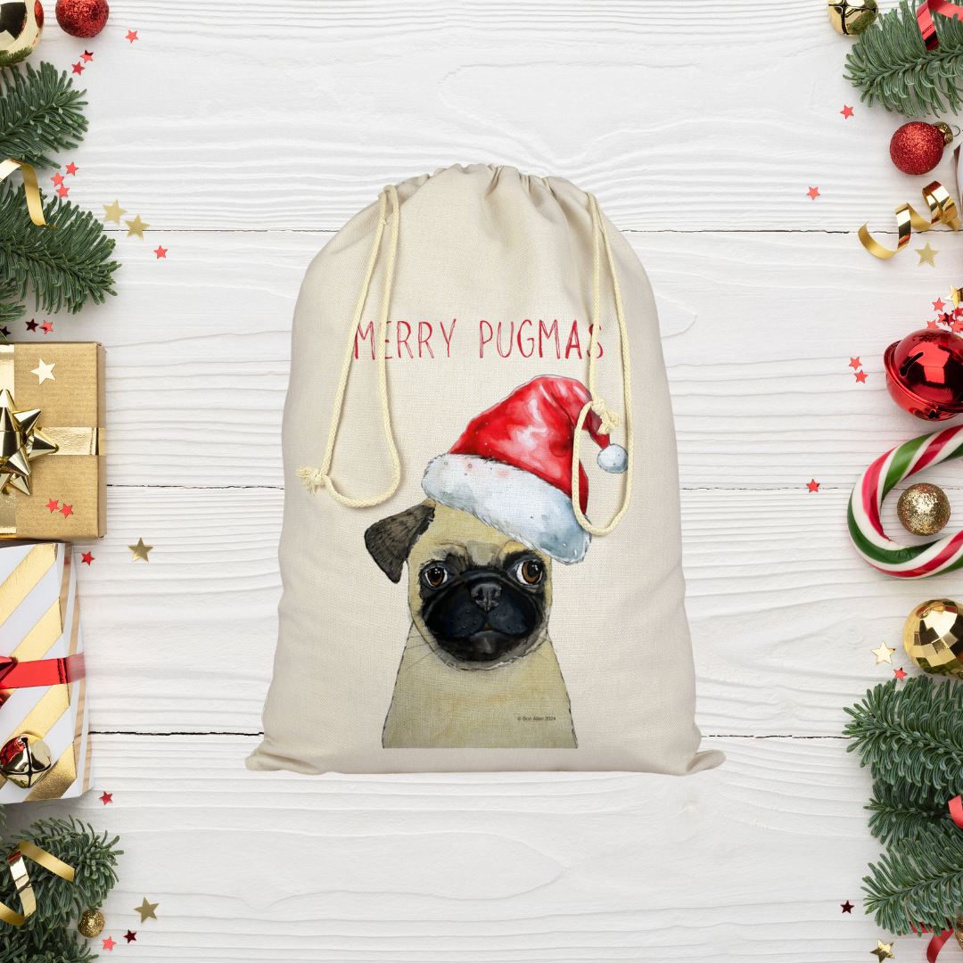 Merry Pugmas! 🎅🐾 Pug Christmas Gift Sack for the Ultimate Dog Lover