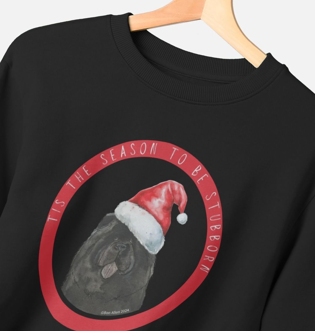 Tis the Season to Be Stubborn: Black Chow Chow Women's Christmas Crewneck Sweatshirt