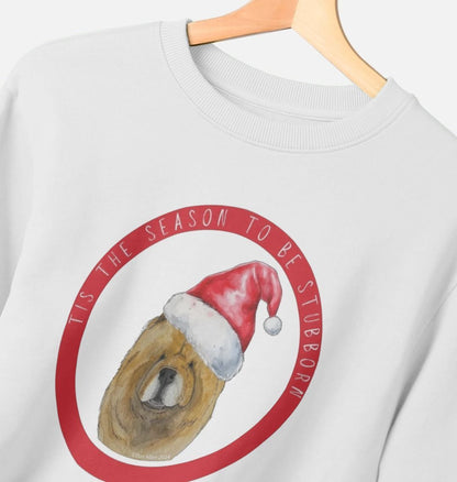 Tis the Season to Be Stubborn: Red Chow Chow Women's Christmas Crewneck Sweatshirt