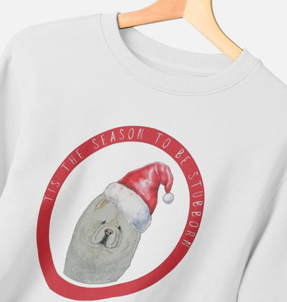 Tis the Season to Be Stubborn: Cream Chow Chow Men's Christmas Crewneck Sweatshirt