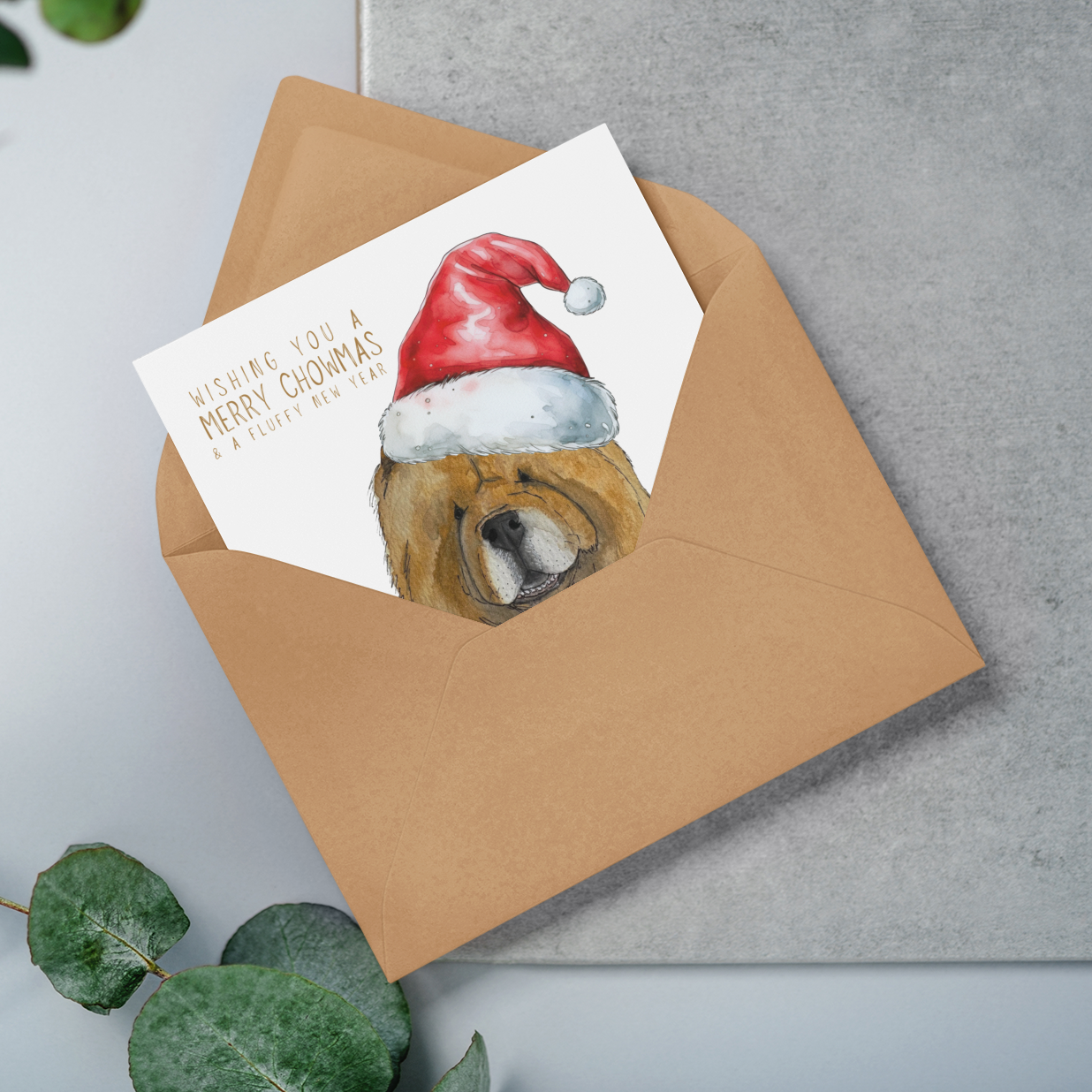 Merry Chowmas: Red Chow Chow Christmas Card for a Fluffy Festive Season!