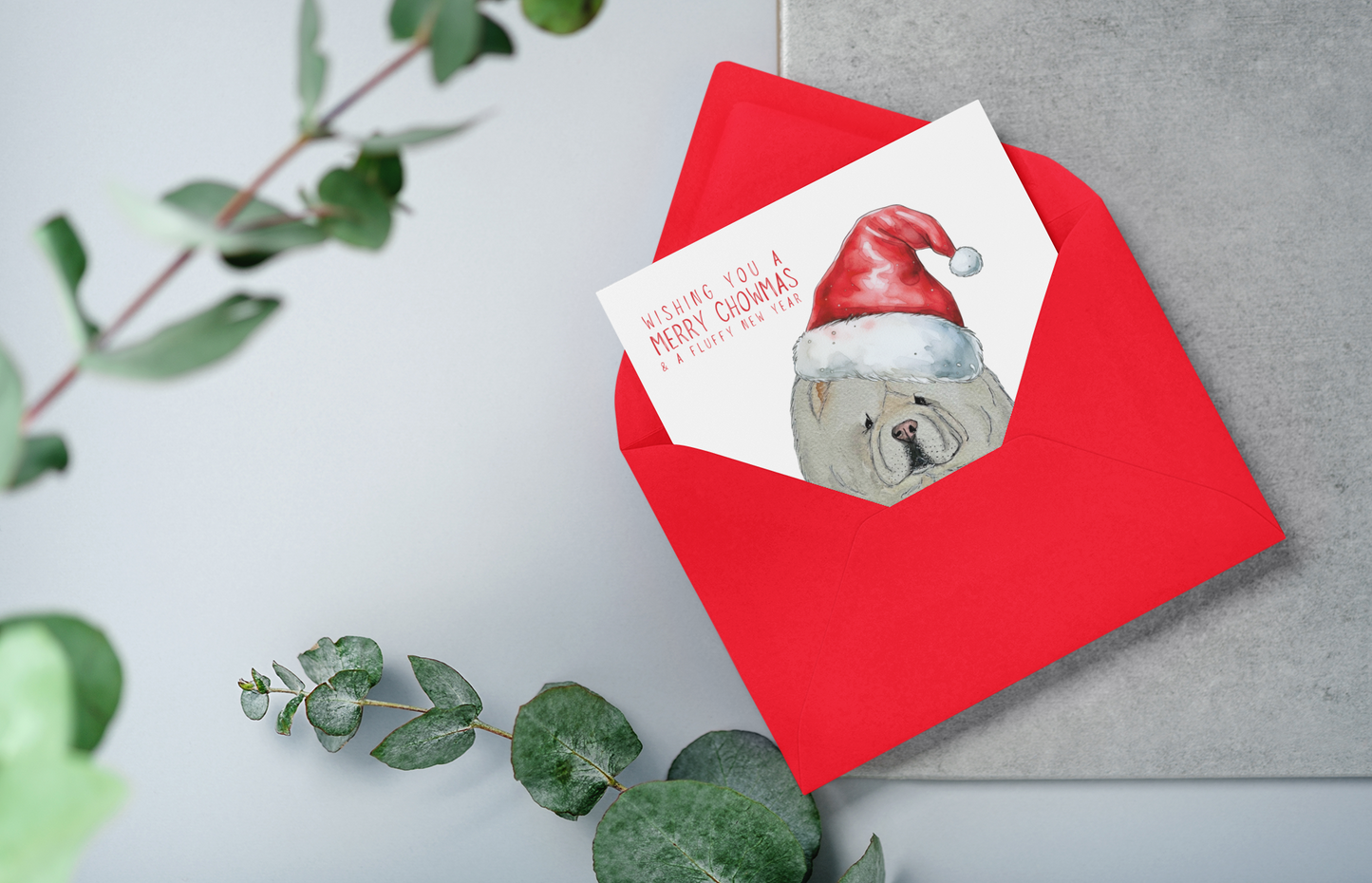 Merry Chowmas: Cream Chow Chow Christmas Card for a Fluffy Festive Season!