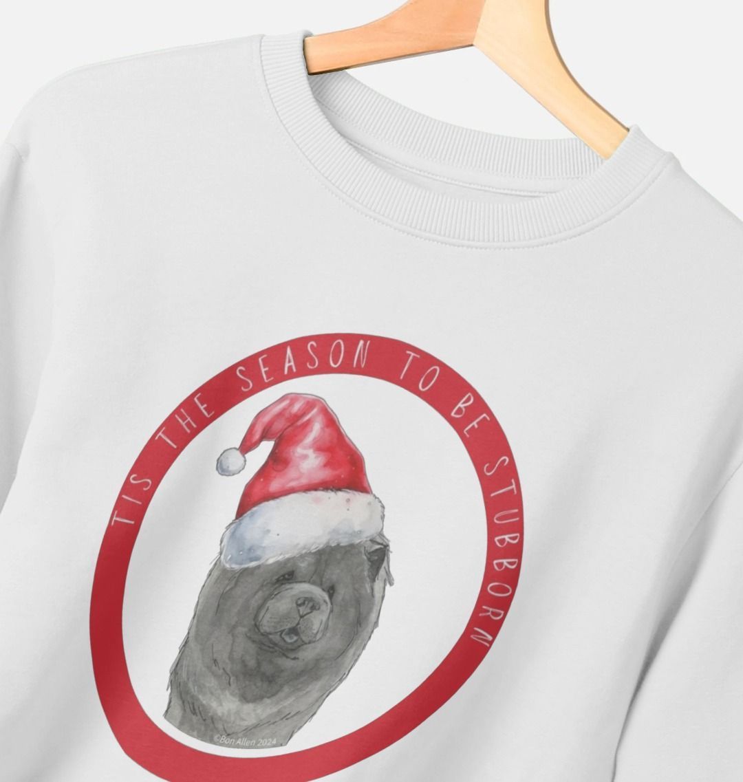 Tis the Season to Be Stubborn: Blue Chow Chow Women's Christmas Crewneck Sweatshirt